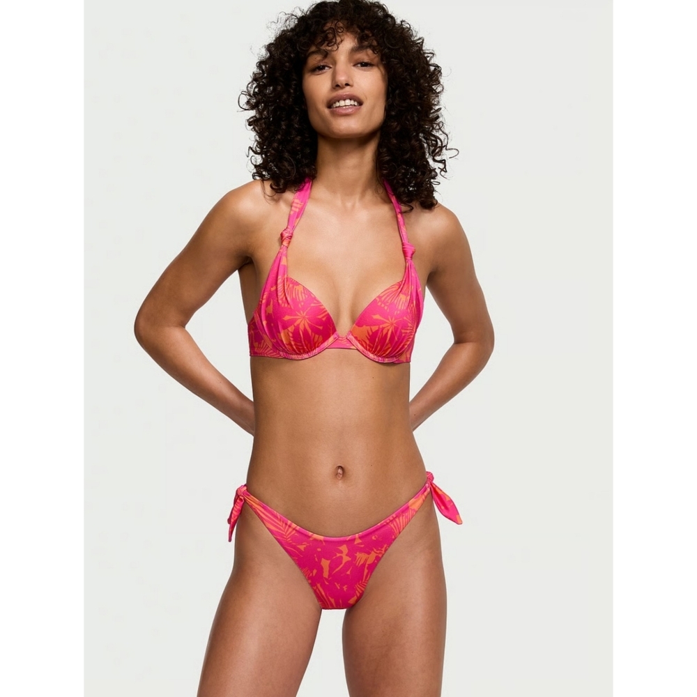 NEW Victoria's Secret Pink and Orange Bikini Halter Style Size 32B